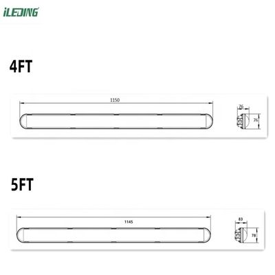 Garage Warehouse 5FT IP66 LED Tri Proof Fixture Vapor Tight Dimmable Light 55W AC 110V ±10%