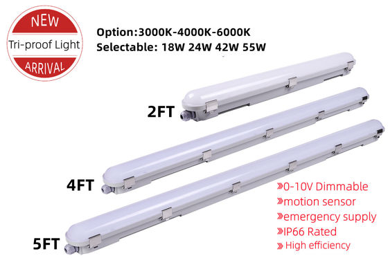 Commercial 5FT Parking LED Linear Tri proof Suspended IP66 Vapor Tight Light Fixture 2kg