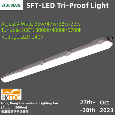 Cool Storage Industrial IP66 IK10 5FT 55W Tri-Proof Low Bay LED vapor tight Light Fixtures