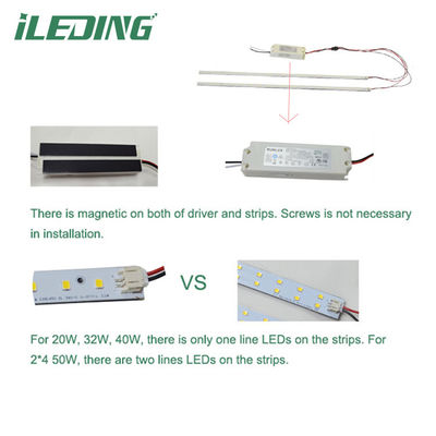 160lm/w Magnetic Material 2' X 4' Troffer Linear retrofit Kit for Magnetic Mount Driver